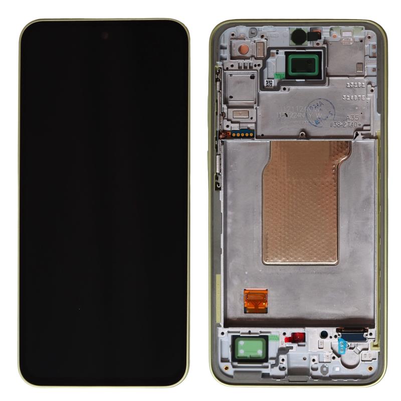 Screen with Touch Screen & Front Frame Samsung A356B Galaxy A35 5G Yellow (Original)