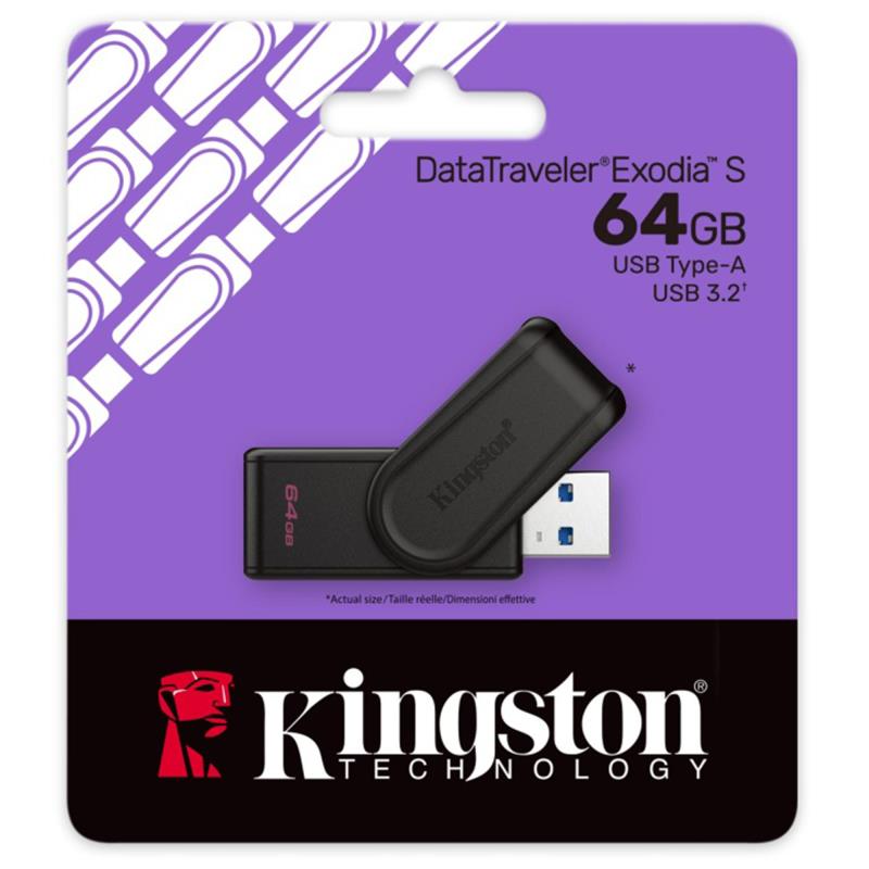 USB 3.2 Flash Disk Kingston Exodia S DTX USB A 64GB Μαύρο