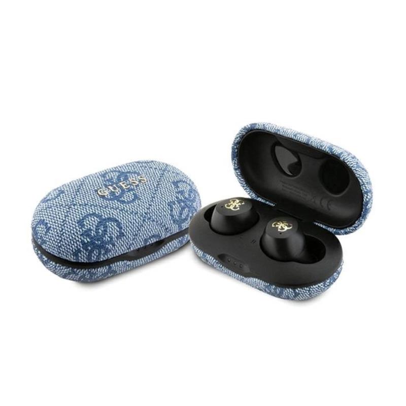 True Wireless Ακουστικά Bluetooth Guess Docking Station Metal 4G Μπλε