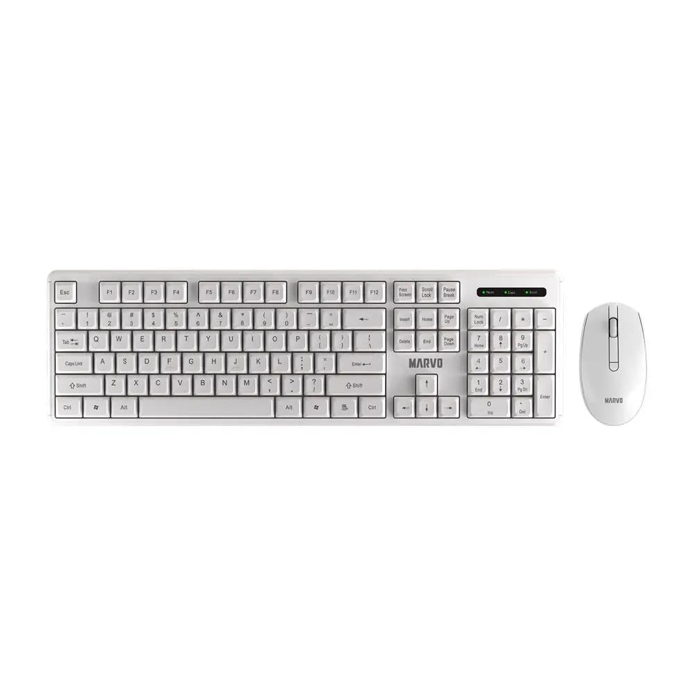 MARVO OFFICE WS005 ΑΣΥΡΜΑΤΟ ΣΕΤ ΠΛΗΚΤΡΟΛΟΓΙΟ/ΠΟΝΤΙΚΙ, ΛΕΥΚΟ