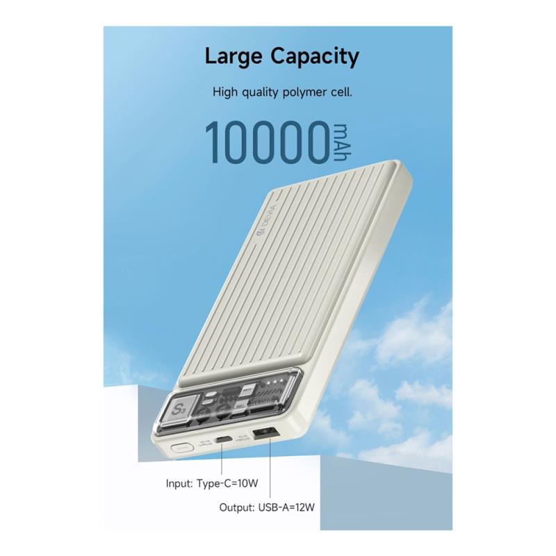 Devia EP175 12W 10000mAh Smart Power Bank Light Gray