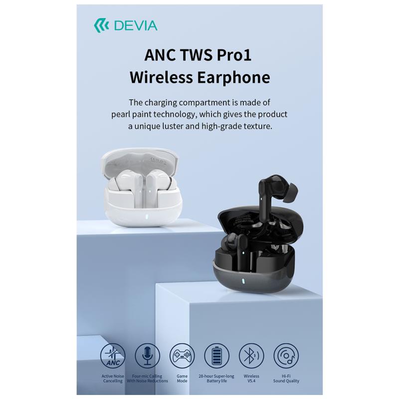 True Wireless Ακουστικά Bluetooth Devia EM408 ANC Pro1 Μαύρο