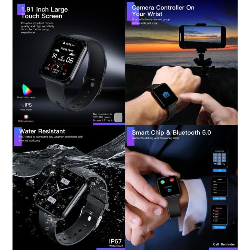 Smartwatch Choetech WT001 1.91" Μαύρο