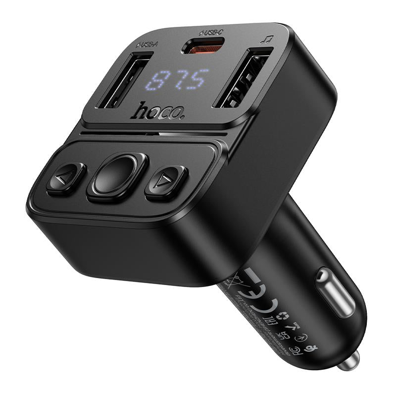 HOCO E87 DELTA CAR BLUETOOTH FM TRANSMITTER, 35W, ΜΑΥΡΟ