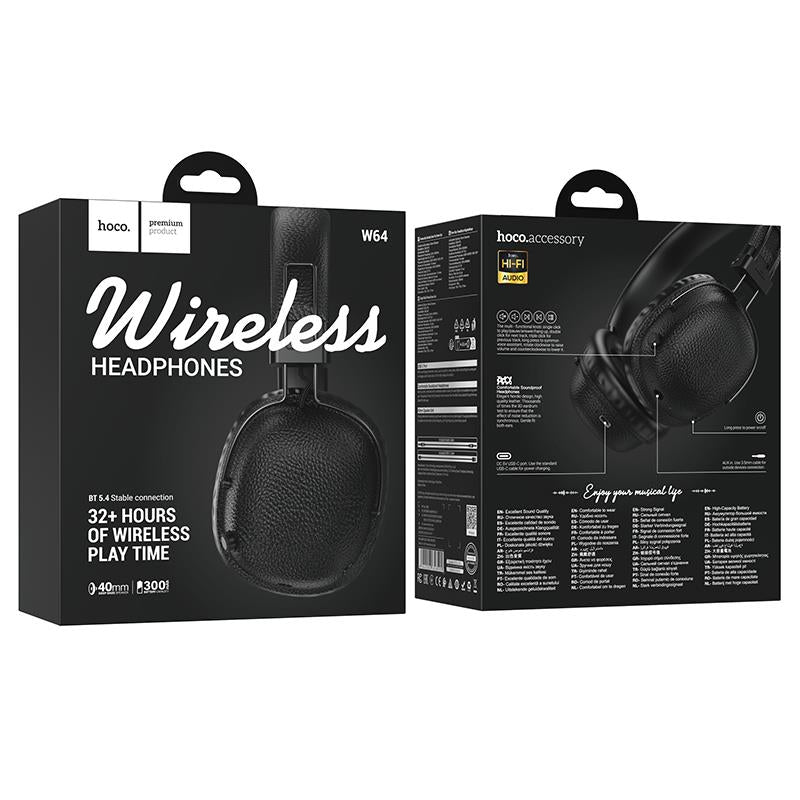 HOCO W64 EARL II BLUETOOTH HEADPHONES, ΜΑΥΡΑ