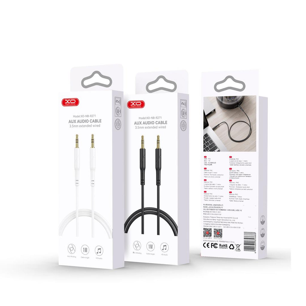 XO NB-R271 ΚΑΛΩΔΙΟ ΗΧΟΥ 3.5MM TO 3.5MM, 1M, ΛΕΥΚΟ