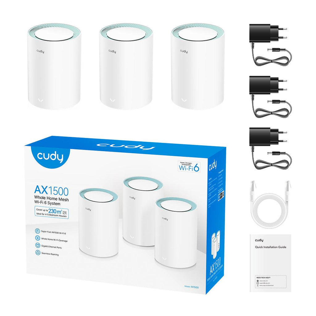 CUDY M1500 AX1500 GIGABIT, WIFI 6, MESH SYSTEM, 3 PACK
