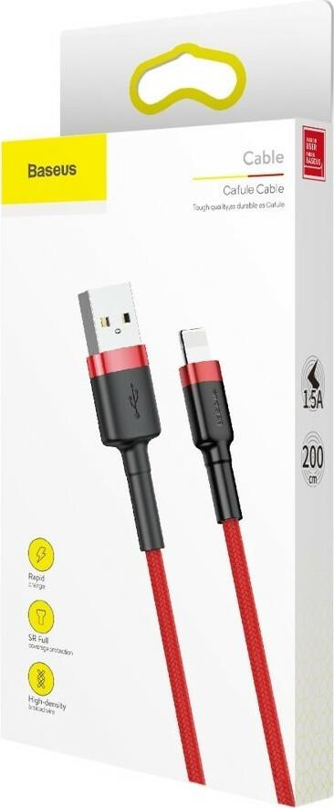 BASEUS CAFULE ΚΑΛΩΔΙΟ ΦΟΡΤΙΣΗΣ, USB ΣΕ LIGHTNING, 2M, 1.5A, ΚΟΚΚΙΝΟ