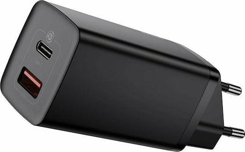 BASEUS GAN 2 LITE ΦΟΡΤΙΣΤΗΣ ΓΡΗΓΟΡΗΣ ΦΟΡΤΙΣΗΣ, 2 ΘΥΡΕΣ, 65W, ΜΑΥΡΟΣ