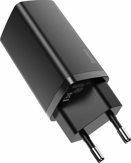 BASEUS GAN 2 LITE ΦΟΡΤΙΣΤΗΣ ΓΡΗΓΟΡΗΣ ΦΟΡΤΙΣΗΣ, 2 ΘΥΡΕΣ, 65W, ΜΑΥΡΟΣ
