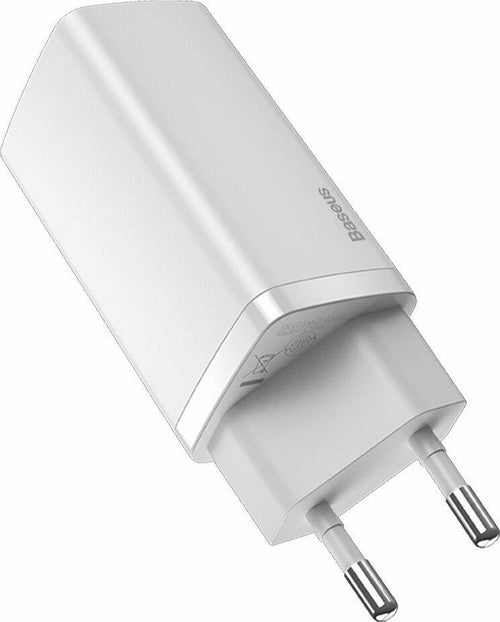 BASEUS GAN 2 LITE ΦΟΡΤΙΣΤΗΣ ΓΡΗΓΟΡΗΣ ΦΟΡΤΙΣΗΣ, 2 ΘΥΡΕΣ, 65W, ΛΕΥΚΟΣ