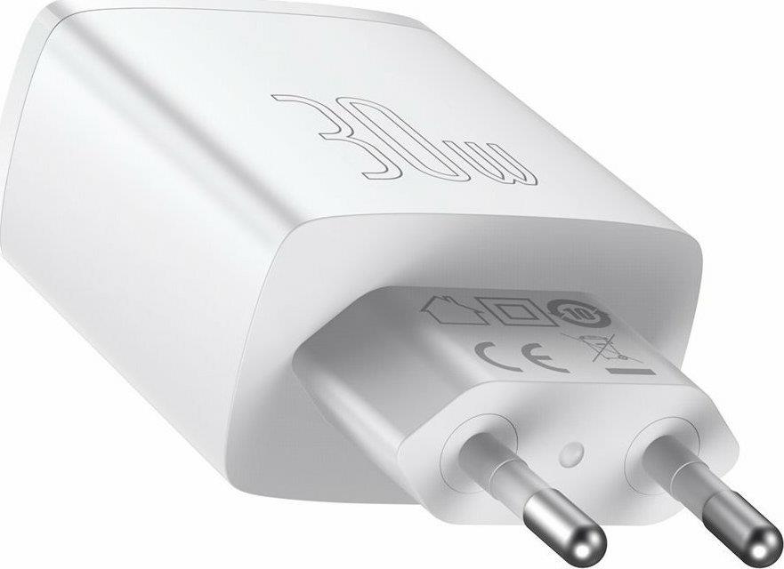 BASEUS COMPACT ΦΟΡΤΙΣΤΗΣ ΓΡΗΓΟΡΗΣ ΦΟΡΤΙΣΗΣ, 3 ΘΥΡΕΣ, 30W, ΛΕΥΚΟΣ