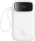 BASEUS QPOW 2 POWERBANK ΤΑΧΕΙΑΣ ΦΟΡΤΙΣΗΣ, ΨΗΦΙΑΚΗ ΟΘΟΝΗ, ΚΑΛΩΔΙΟ TYPE-C, 30W, ΛΕΥΚΟ