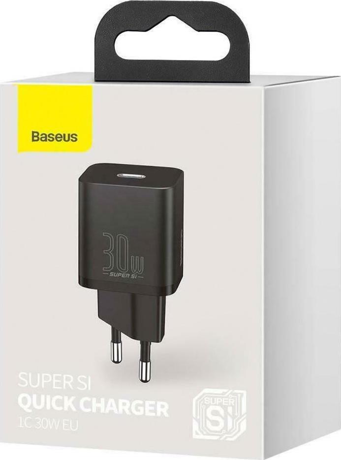 BASEUS SUPER SΙ, ΦΟΡΤΙΣΤΗΣ ΓΡΗΓΟΡΗΣ ΦΟΡΤΙΣΗΣ, 1 ΘΥΡΑ, 30W, ΜΑΥΡΟΣ