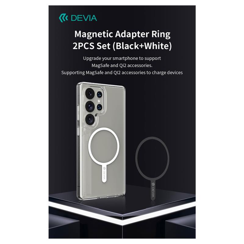 Magnetic Adapter Ring Devia EL255 για Magsafe Μαύρο & Λευκό (2 τεμ.)