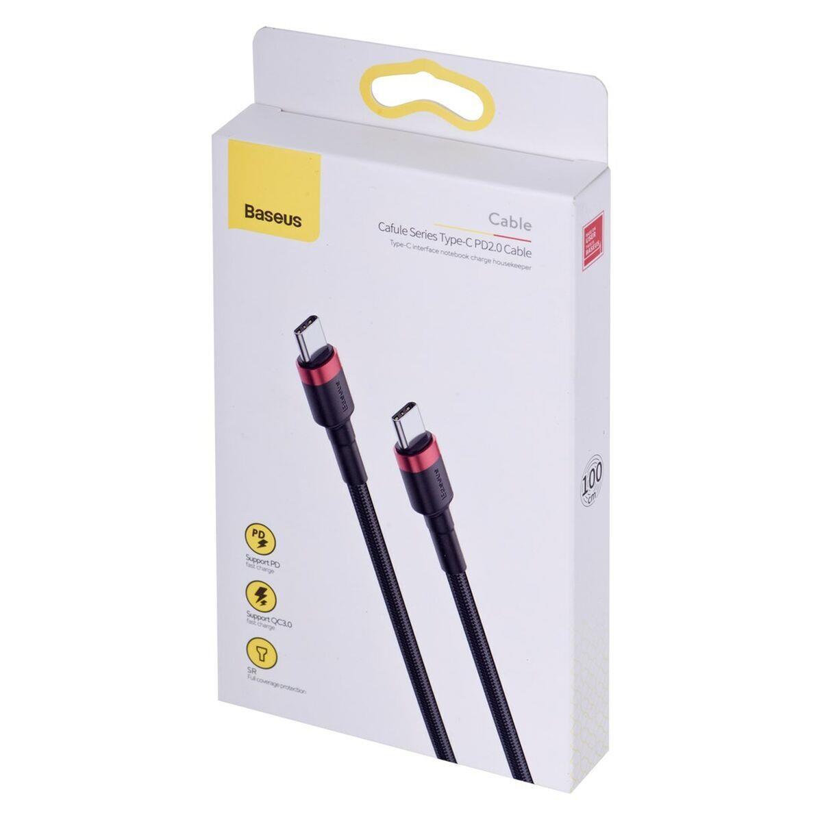 BASEUS CAFULE ΚΑΛΩΔΙΟ ΦΟΡΤΙΣΗΣ, PD 2.0 TYPE-C, 3A, 60W, 1M, ΚΟΚΚΙΝΟ, ΜΑΥΡΟ