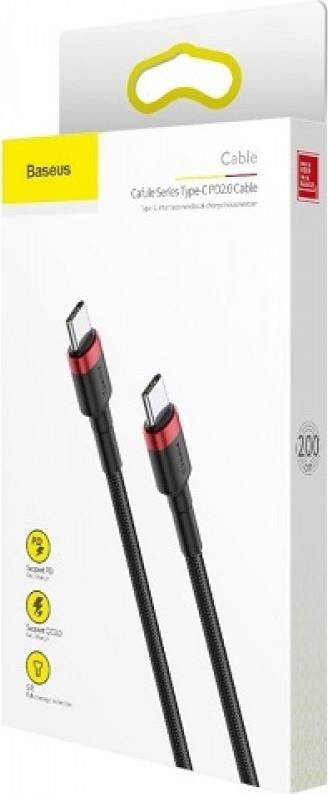 BASEUS CAFULE ΚΑΛΩΔΙΟ ΦΟΡΤΙΣΗΣ, PD 2.0 TYPE-C, 3A, 2M, ΚΟΚΚΙΝΟ, ΜΑΥΡΟ