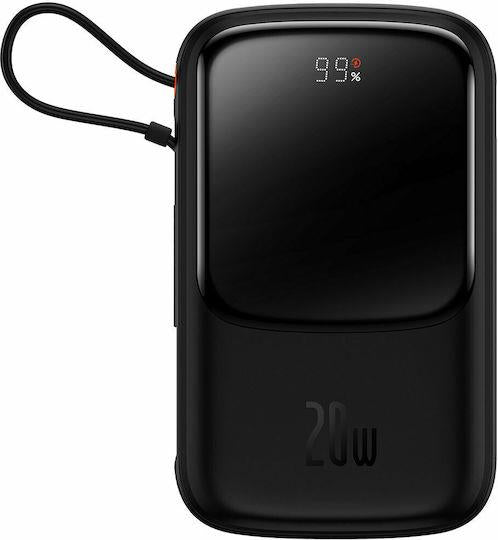 BASEUS QPOW PRO, POWERBANK, 10000MAh, ΜΕ ΚΑΛΩΔΙΟ LIGHTNING, 20W, ΜΕ ΨΗΦΙΑΚΗ ΟΘΟΝΗ, ΜΑΥΡΟ