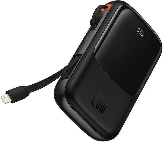 BASEUS QPOW PRO, POWERBANK, 10000MAh, ΜΕ ΚΑΛΩΔΙΟ LIGHTNING, 20W, ΜΕ ΨΗΦΙΑΚΗ ΟΘΟΝΗ, ΜΑΥΡΟ