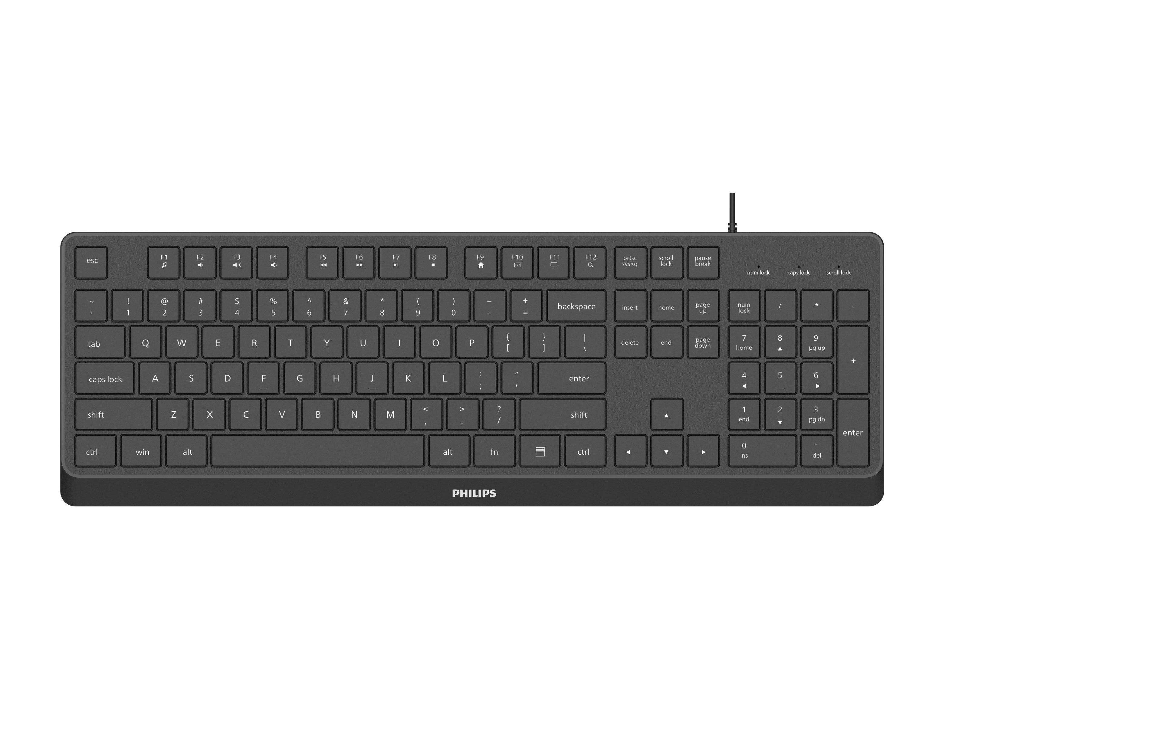PHILIPS SPK6238 ΕΝΣΥΡΜΑΤΟ ΠΛΗΚΤΡΟΛΟΓΙΟ, ΜΑΥΡΟ, GR