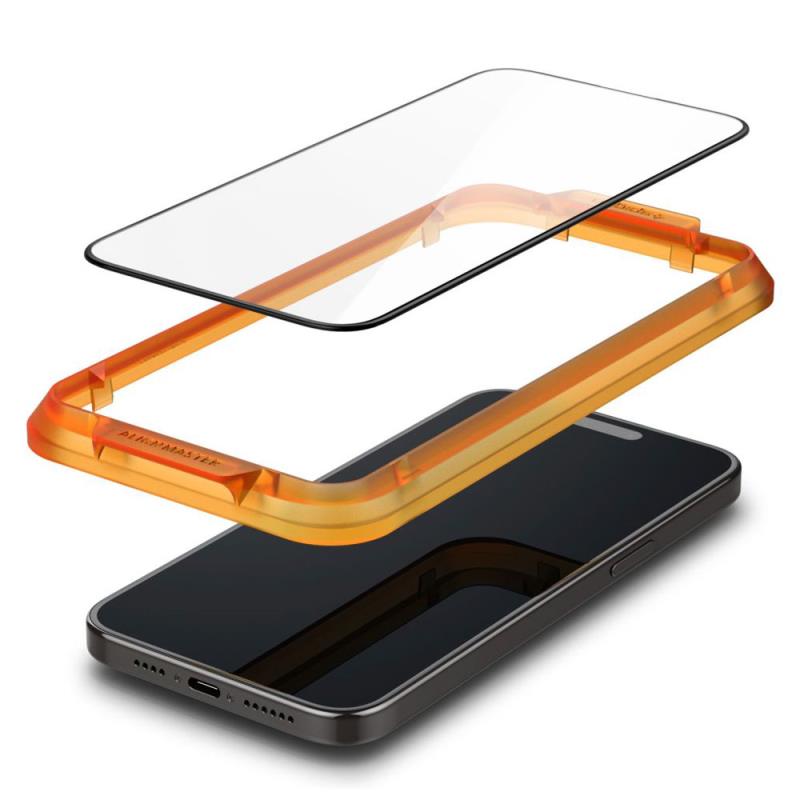Tempered Glass Full Face Spigen Glas.tR Align Master Apple iPhone 15 Pro Μαύρο (2 τεμ.)