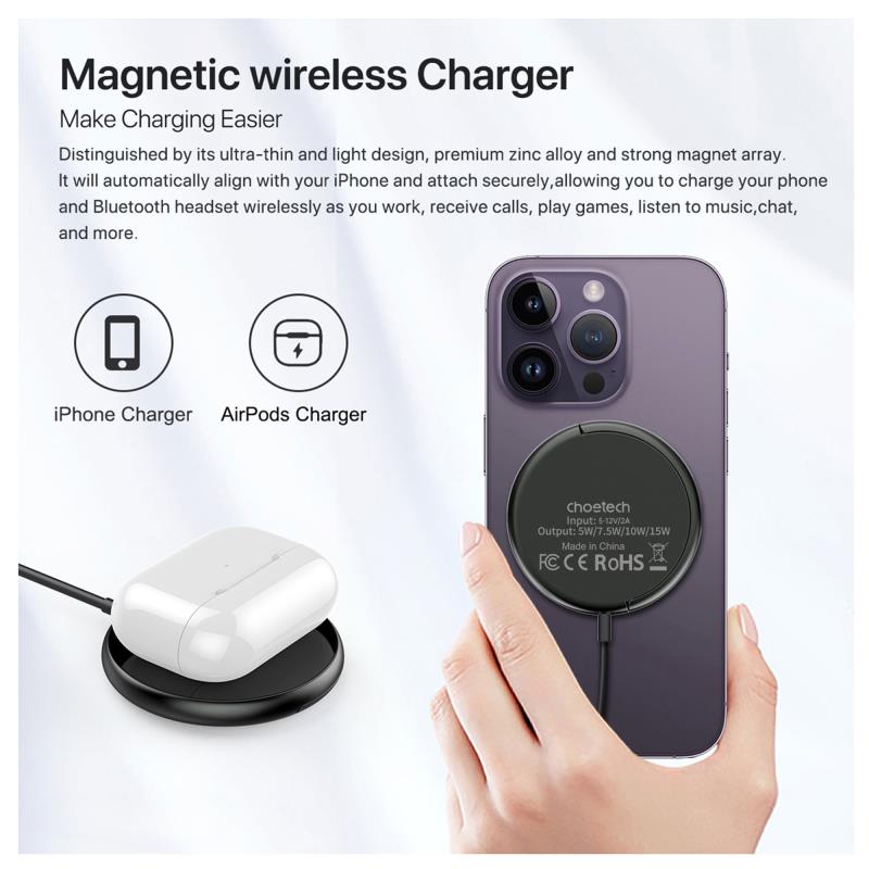 Ασύρματη Βάση Φόρτισης Μαγνητική Choetech T697-F 15W με Stand Μαύρο