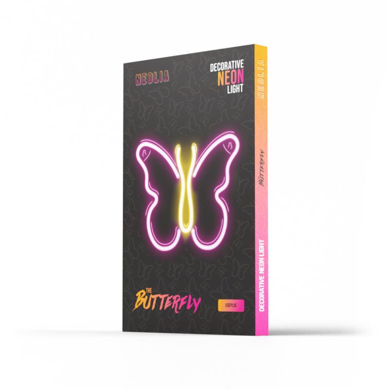 Neon LED Neolia NNE03 BUTTERFLY (USB & On/Off) Ροζ - Κίτρινο