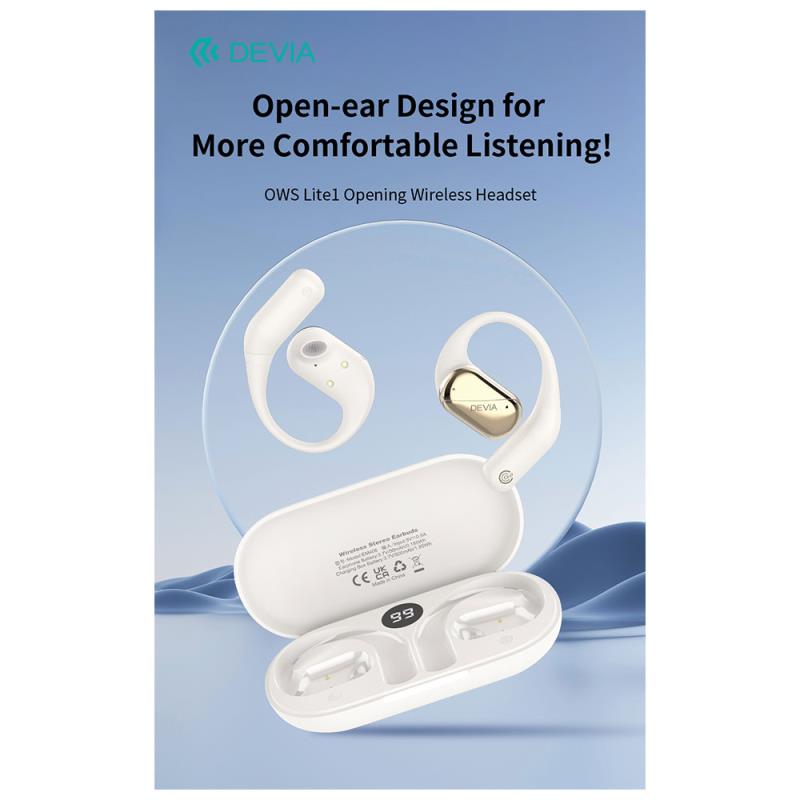 True Wireless Ακουστικά Bluetooth Devia EM406 OWS Lite1 Μπεζ