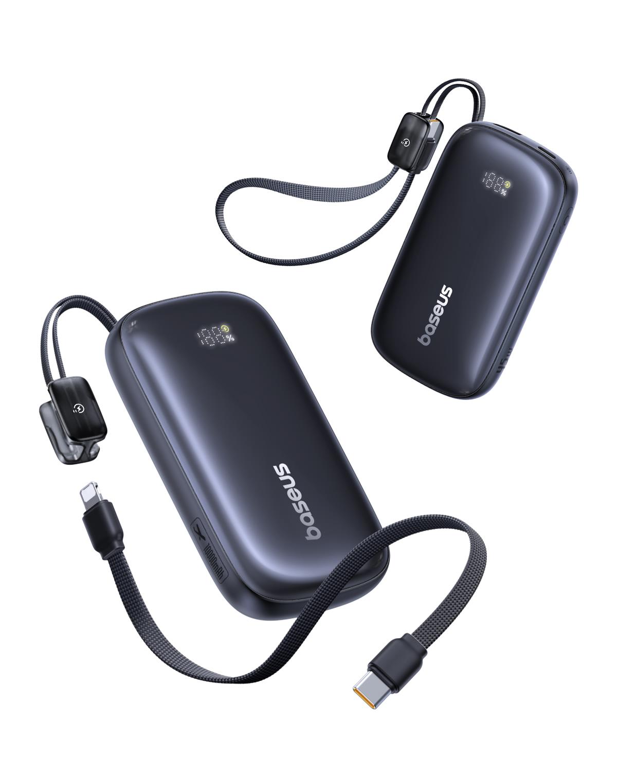 BASEUS ENERFILL FC21 QPOW3 ULTRA, POWERBANK, 10000MAh, ΜΕ ΚΑΛΩΔΙΟ ΑΠΟΣΠΩΜΕΝΟ LIGHTNING, 45W, ΜΕ ΨΗΦΙΑΚΗ ΟΘΟΝΗ, ΜΑΥΡΟ
