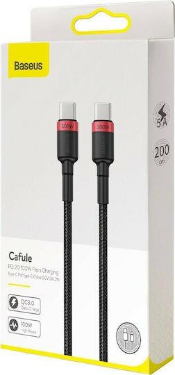 BASEUS CAFULE ΚΑΛΩΔΙΟ ΦΟΡΤΙΣΗΣ, TYPE-C TO TYPE-C, 100W, 2M, ΚΟΚΚΙΝΟ ΜΑΥΡΟ