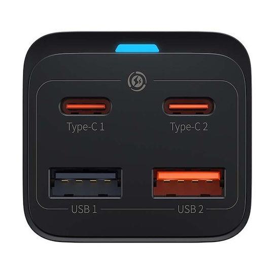 BASEUS GAN 3 PRO ΦΟΡΤΙΣΤΗΣ ΓΡΗΓΟΡΗΣ ΦΟΡΤΙΣΗΣ, 4 ΘΥΡΕΣ, 65W, ΜΑΥΡΟΣ