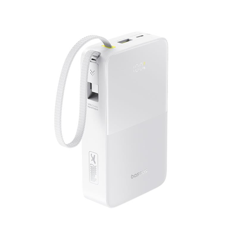 BASEUS ENERFILL FC51 BIPOW2 PRO, POWERBANK, 20000MAh, ΜΕ ΚΑΛΩΔΙΟ TYPE-C, 22.5W, ΜΕ ΨΗΦΙΑΚΗ ΟΘΟΝΗ, ΛΕΥΚΟ