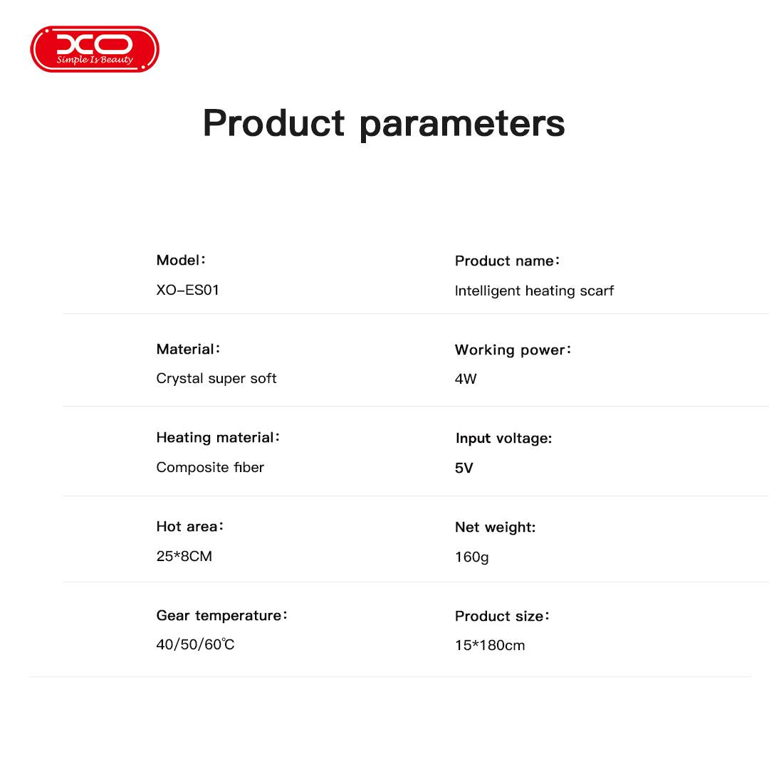 XO ES01 INTELLIGENT HEATING ΚΑΣΚΟΛ, ΜΕ ΤΣΕΠΗ, 1.8m, ΓΚΡΙ