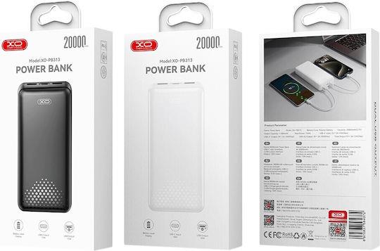 XO PB313, POWERBANK, 20000MAh, ΜΑΥΡΟ