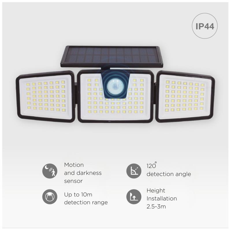 Ηλιακό Φωτιστικό Εξ. Χώρου LED GSC Marlo Bulkhead 7W 700lm με Αισθητήρα Κίνησης & Νυκτός Μαύρο