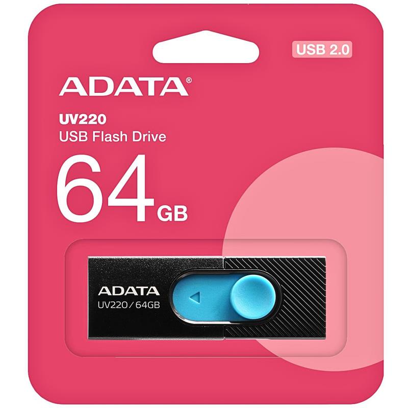 USB 2.0 Flash Disk Adata UV220 USB A 64GB Μαύρο