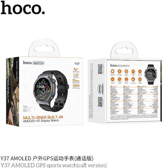 HOC Y37, SMART WATCH, SPORT, AMOLED, GPS, ΜΑΥΡΟ