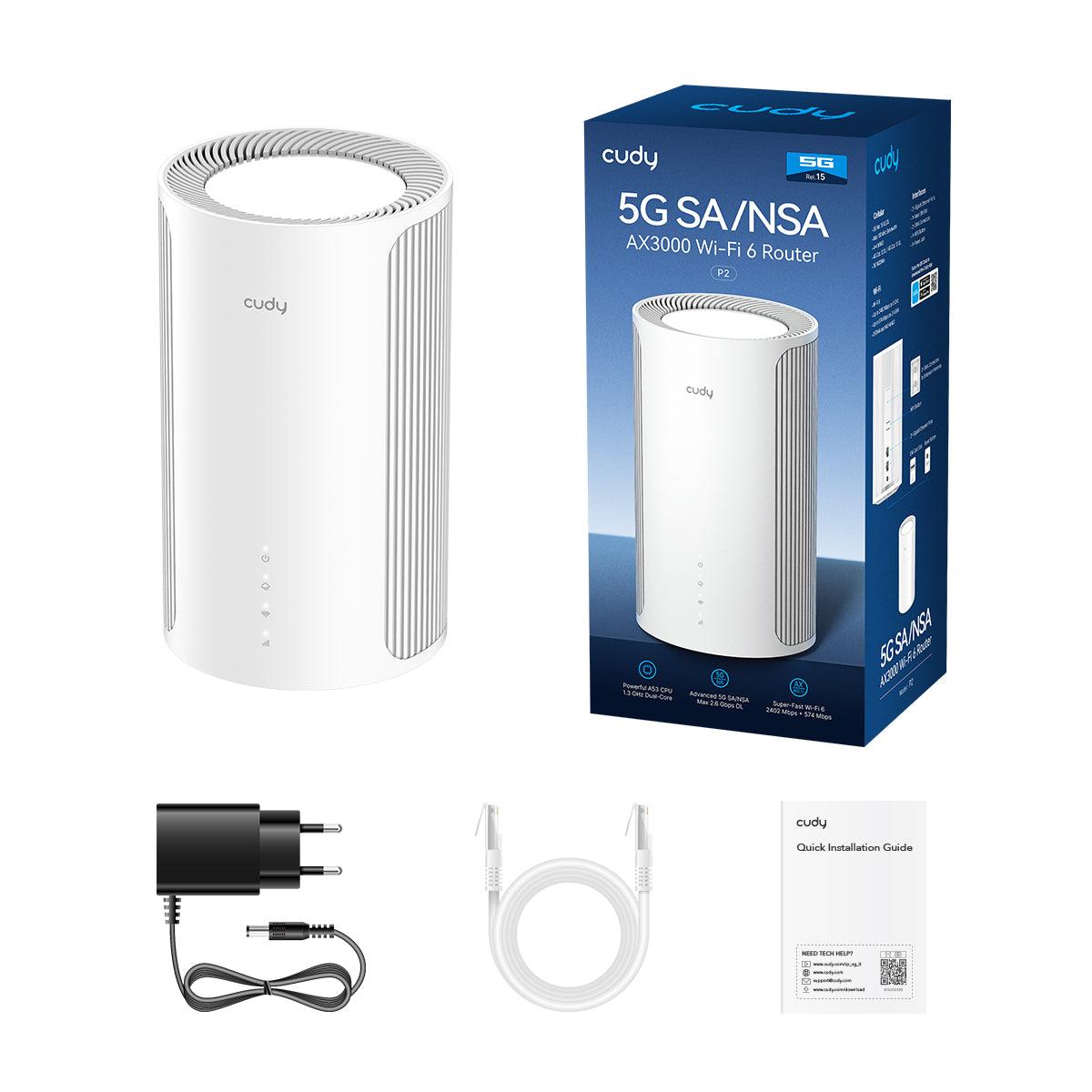 CUDY P2 5G SA/NSA, AX3000 WIFI 6 ROUTER, 5G/4G DUAL CONNECTION, MIMO