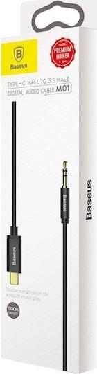 BASEUS YIVEN Μ01, TYPE-C ΑΡΣΕΝΙΚΟ ΣΕ 3,5mm ΑΡΣΕΝΙΚΟ ΚΑΛΩΔΙΟ, ΜΑΥΡΟ