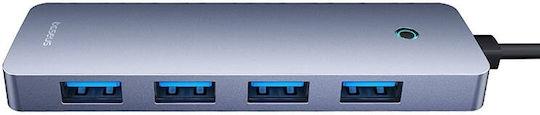 BASEUS ULTRAJOY SERIES, USB HUB, 4 ΘΥΡΕΣ, 1 ΘΥΡΑ TYPE-C, ΓΚΡΙ