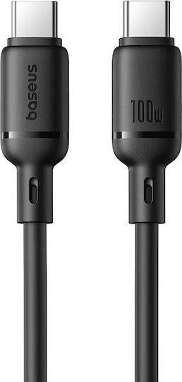 BASEUS SILKY SERIES, ΚΑΛΩΔΙΟ ΓΡΗΓΟΡΗΣ ΦΟΡΤΙΣΗΣ, TYPE-C ΣΕ TYPE-C, 100W, 1m, ΜΑΥΡΟ