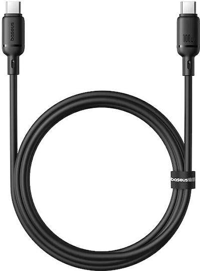 BASEUS SILKY SERIES, ΚΑΛΩΔΙΟ ΓΡΗΓΟΡΗΣ ΦΟΡΤΙΣΗΣ, TYPE-C ΣΕ TYPE-C, 100W, 1m, ΜΑΥΡΟ