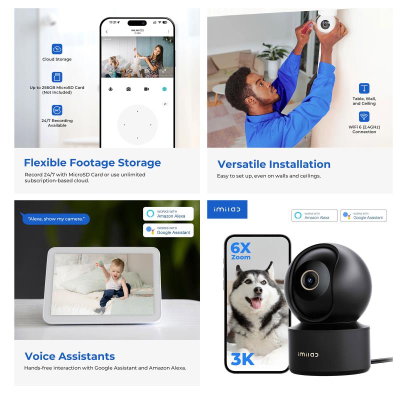 Home Security Camera C22 Imilab 360° 3K Μαύρο