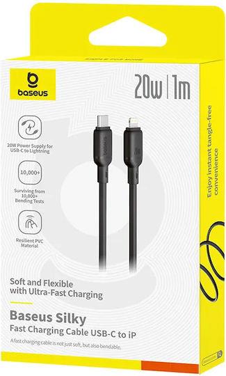 BASEUS SILKY SERIES, ΚΑΛΩΔΙΟ ΓΡΗΓΟΡΗΣ ΦΟΡΤΙΣΗΣ, TYPE-C ΣΕ LIGHTNING, 20W, 1m, ΜΑΥΡΟ
