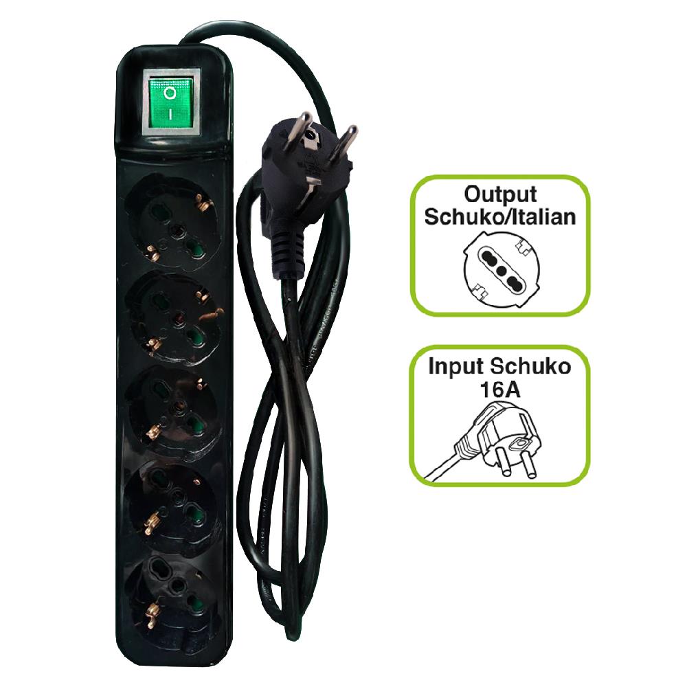 TECNOWARE FMP5GIG ΠΟΛΥΜΠΡΙΖΟ 5 ΘΕΣΕΩΝ SCHUKO, ΜΕ ΔΙΑΚΟΠΤΗ