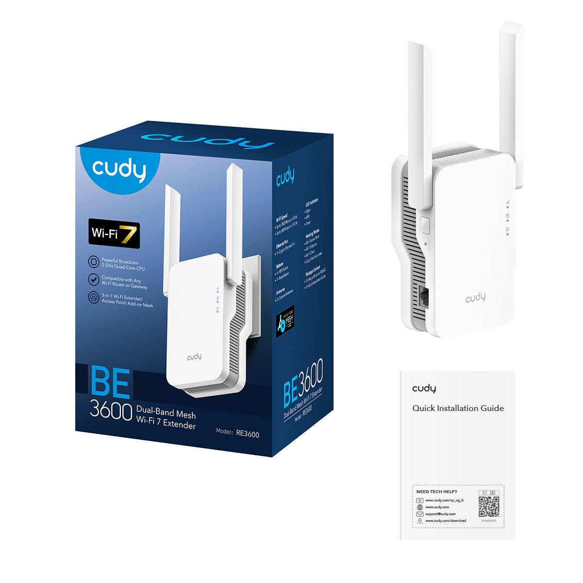 CUDY RE3600, AX3000, DUAL BAND WI-FI 7, MESH REPEATER