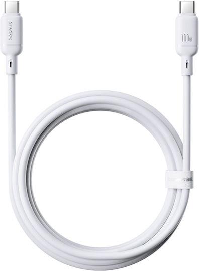 BASEUS SILKY SERIES, ΚΑΛΩΔΙΟ ΓΡΗΓΟΡΗΣ ΦΟΡΤΙΣΗΣ, TYPE-C ΣΕ TYPE-C, 100W, 2m, ΛΕΥΚΟ