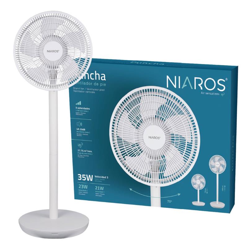 Επιδαπέδιος Ανεμιστήρας Niaros Puncha 35W Λευκό