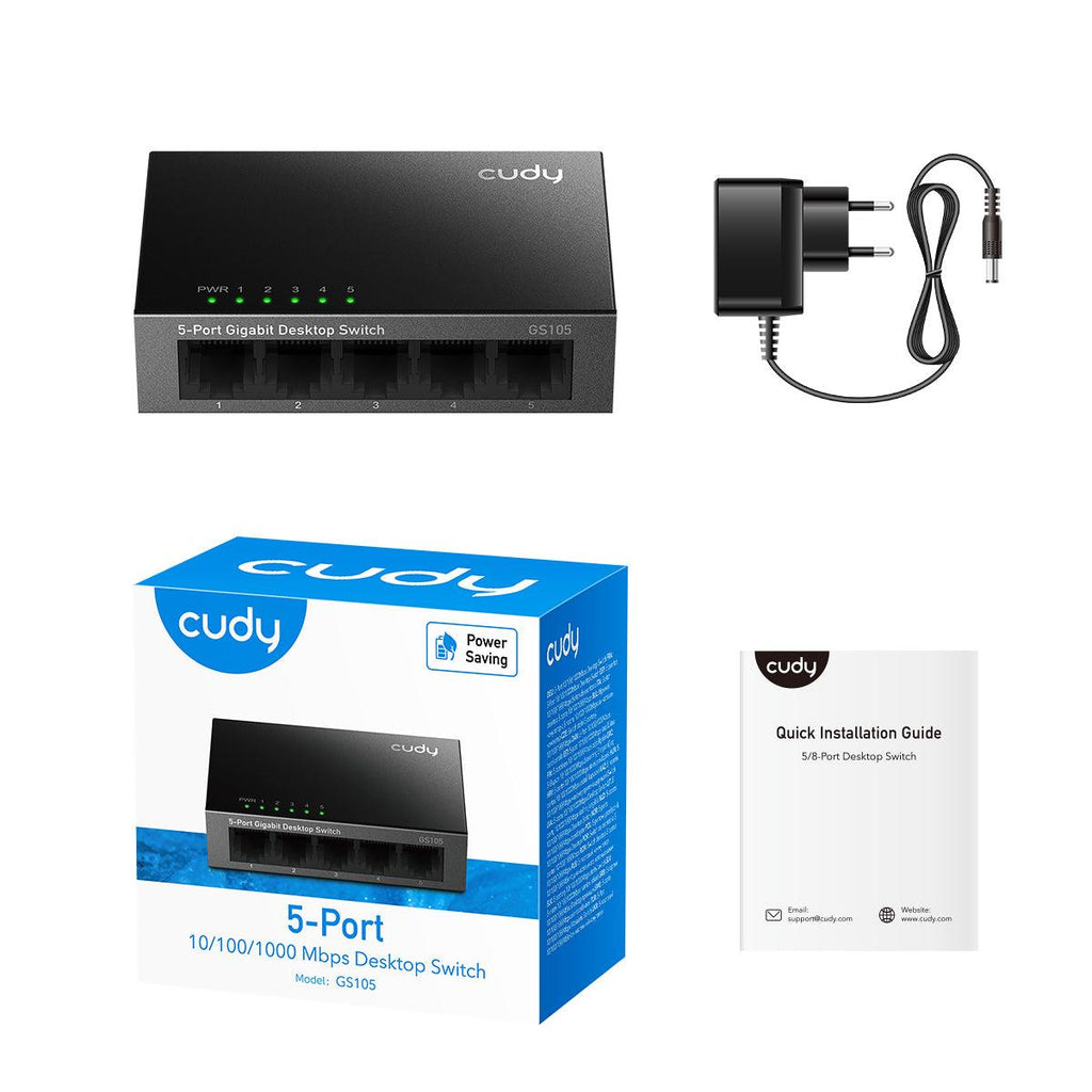 CUDY GS105 5-PORT GIGABIT, ΜΕΤΑΛΛΙΚΟ, DESKTOP SWITCH