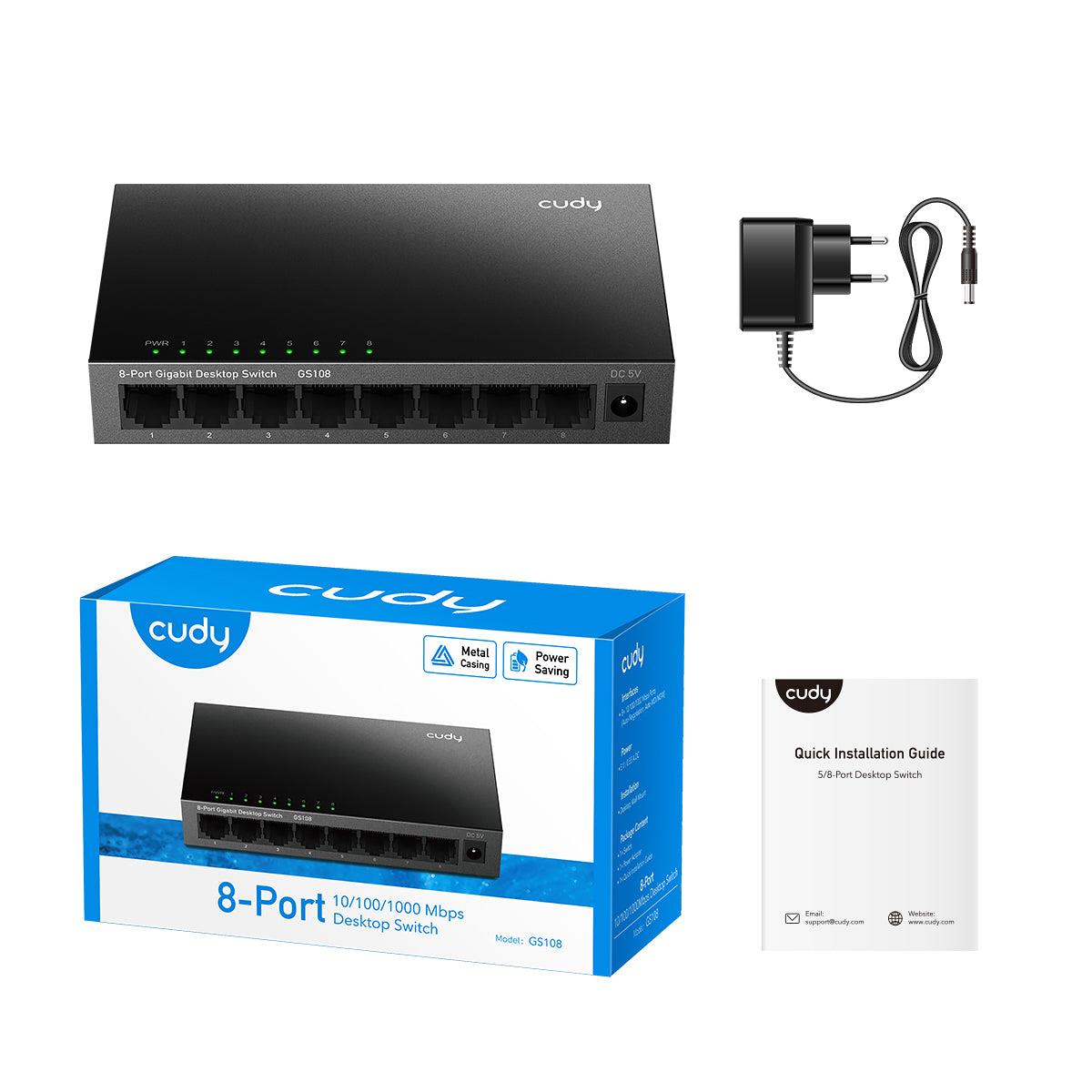 CUDY GS108 8-PORT GIGABIT, ΜΕΤΑΛΛΙΚΟ, DESKTOP SWITCH